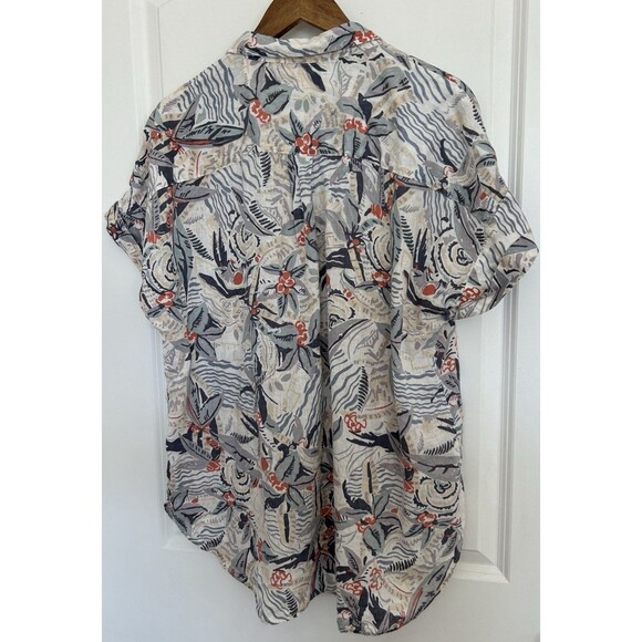 Lauren Ralph Lauren Womens XL Linen Button Up Shirt Tropical Floral Beach - Picture 3 of 10